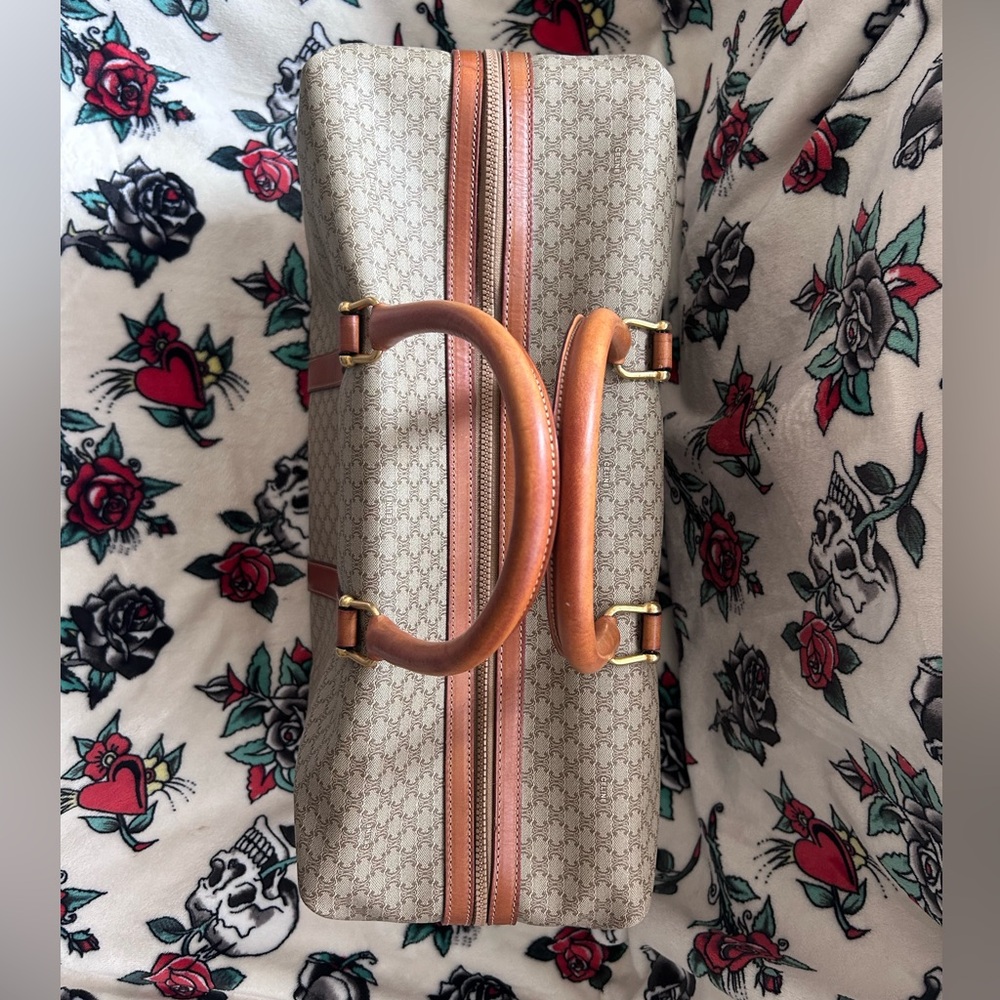 CELINE VINTAGE TRIOMPHE MONOGRAM LARGE BOSTON BAG TRAVEL TRUNK - Picture 2 of 15